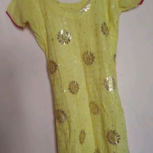 Lemon Yellow Stitch Plazo With Kurti 🌸