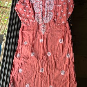 Rust brown Chikankari kurta