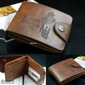 BROWN Artificial Leather Solid Two Fold Wallet For Men