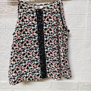 Black Mini Floral Crop Top - For Medium to Large