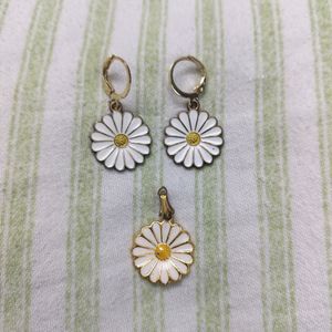 Sunflower Earrings With Pendant Set