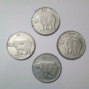 Old 25 Paise Rhino Steel Coin