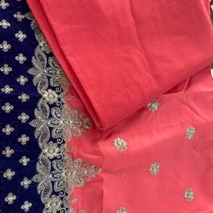 💐Peach Color Valvet Border kadhai Suit