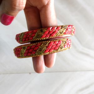 Beautiful Red And Golden Bangles