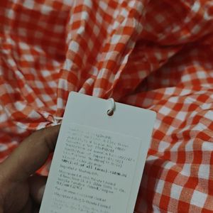 Urbanic Backless Dress Orange White Check