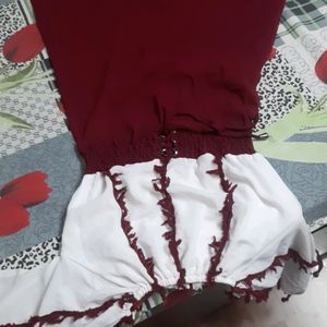 Cherry Red nd white beautiful frock