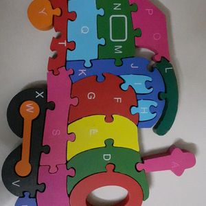 Wooden Train Puzzle Alphabets Numbers