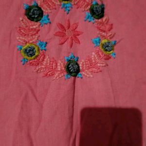 Pastel Pink Embroidery Kurti