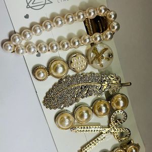 Embellish Pearl Hair Accessorie Set Of 6