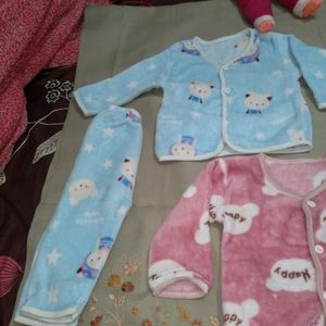 6-12 Months Baby Winter Wear Combo Of 3 Dresses