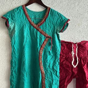 Kurta Set- Chudidar With Green Kurti Design