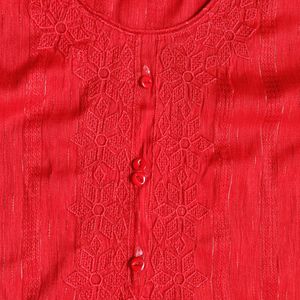 Red Embroidered Kurta