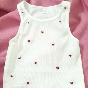 Y2K Heart Hand Embroidery Top