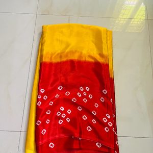 Rajasthani Yellow red Bandhini Saree