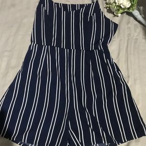 Striped Cotton Waist Jumpsuit