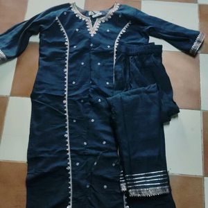 Navey  blue Kurta Set stone