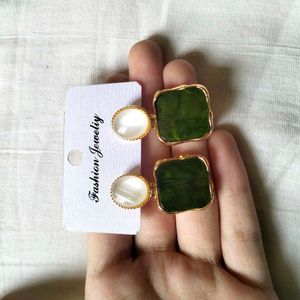 Green Marble Earrings