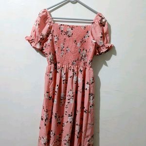 Tokyo Talkies Coral pink & White Floral Dress