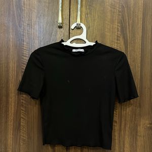 Zara Black Lettuce Trim Top