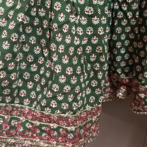 Green Cotton Anarkali kurti