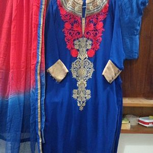 L Size 40 Bust Partywear Suit Set With Chudidaar