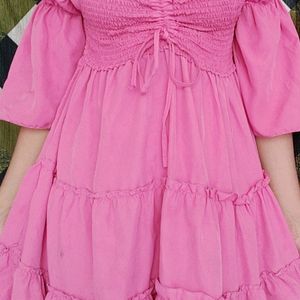 Cute Pink Flared Dress