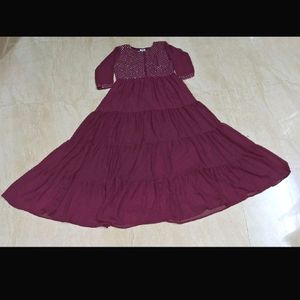 Anarkali Gown In Marron