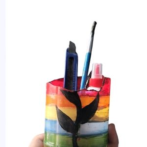 Cute Pen Holder Rainbow Caddy Desk Organizer