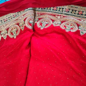 Fully New Red Heavy Designer Saree