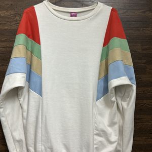 Women White And Red Colourblocked Sweatshirt