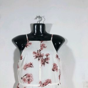 Sassafras Maxi Floral Print Halker Neck Dress