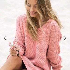 Roxy Oversized Jumper Sweater Dress Dusty Pink