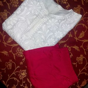 White Chikankari Kurta Set