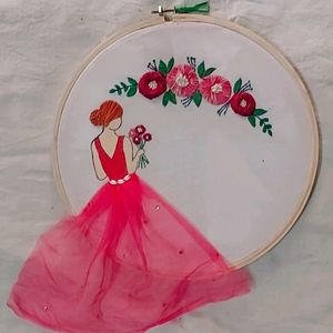 Wooden Embroidery Girly Hoop