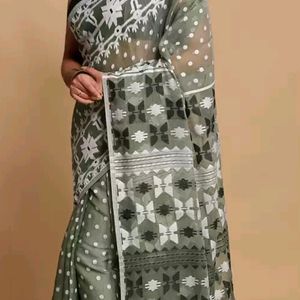 Woven Design Jamdani Saree With Solid Border