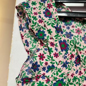 Sleeveless Floral Short Kurti