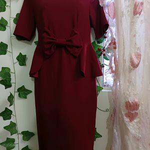 SHEIN maroon Peplum Dress