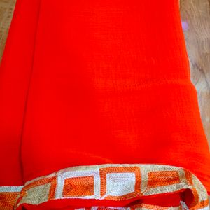 Orangish Colour Crepe Saree