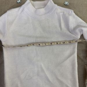 Round Neck White Sweater For Girls