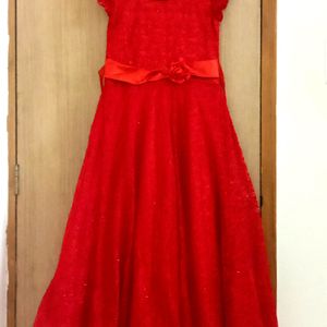 Red Colour Festive Style Dress Of Net