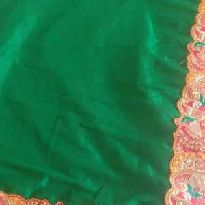 Bridal Heavy Saree With Zari Nd Mirror Work