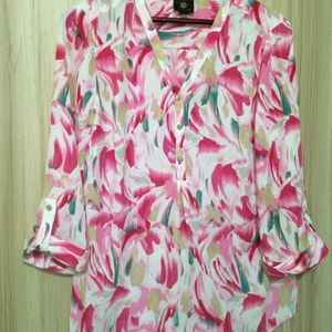 Women Pink Floral Print Top (Women's )