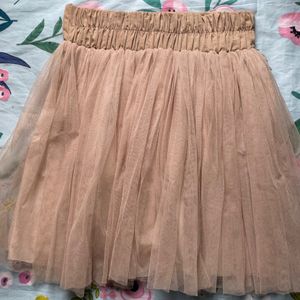 Nude Puffy Net Skirt