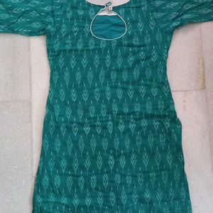 Vibrant Green Ikkat Kurta - Handcrafted