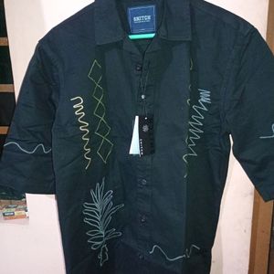 Black Embroidered Boxy Fit Snitch Shirt