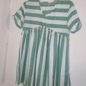 Green Tussels Mini Dress