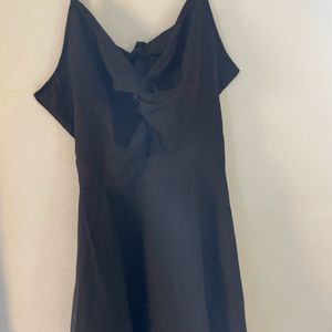 Black Solid Fit And Flare Dress