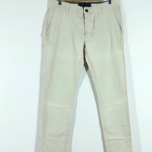 Cream Cotton Pant For Men's