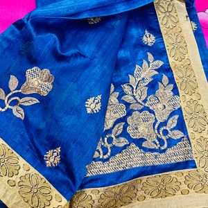 💥Price Drop Alert. Blue   Georgette Saree With Be