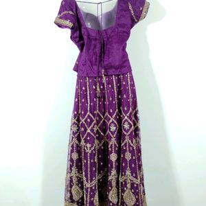 Purple Embroidery Printed Lehanga Choli (Women)